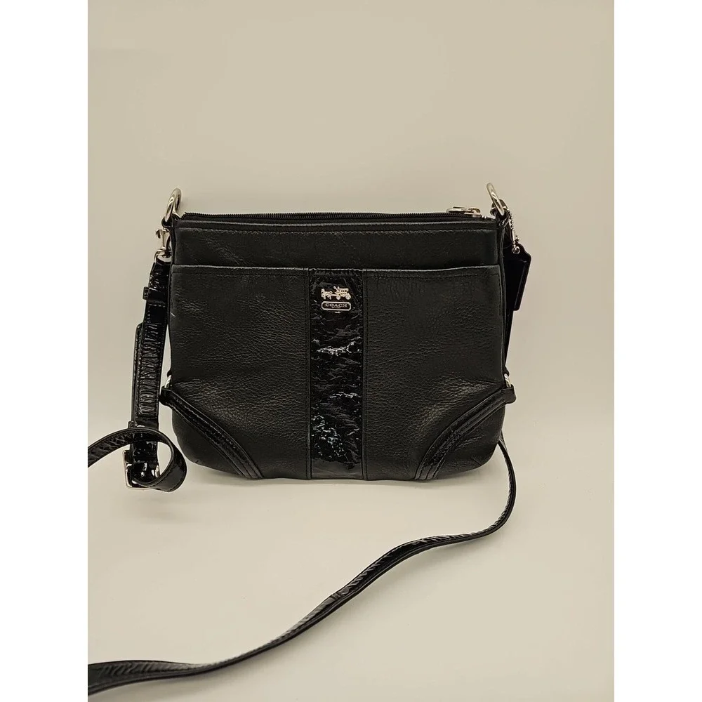 COACH 46913 CHELSEA LEATHER MINI SHOULDER BAG BLACK
